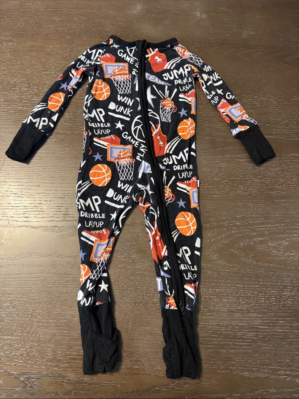 Little Sleepies Black Basketball Print Pajamas with Orange and White Accents